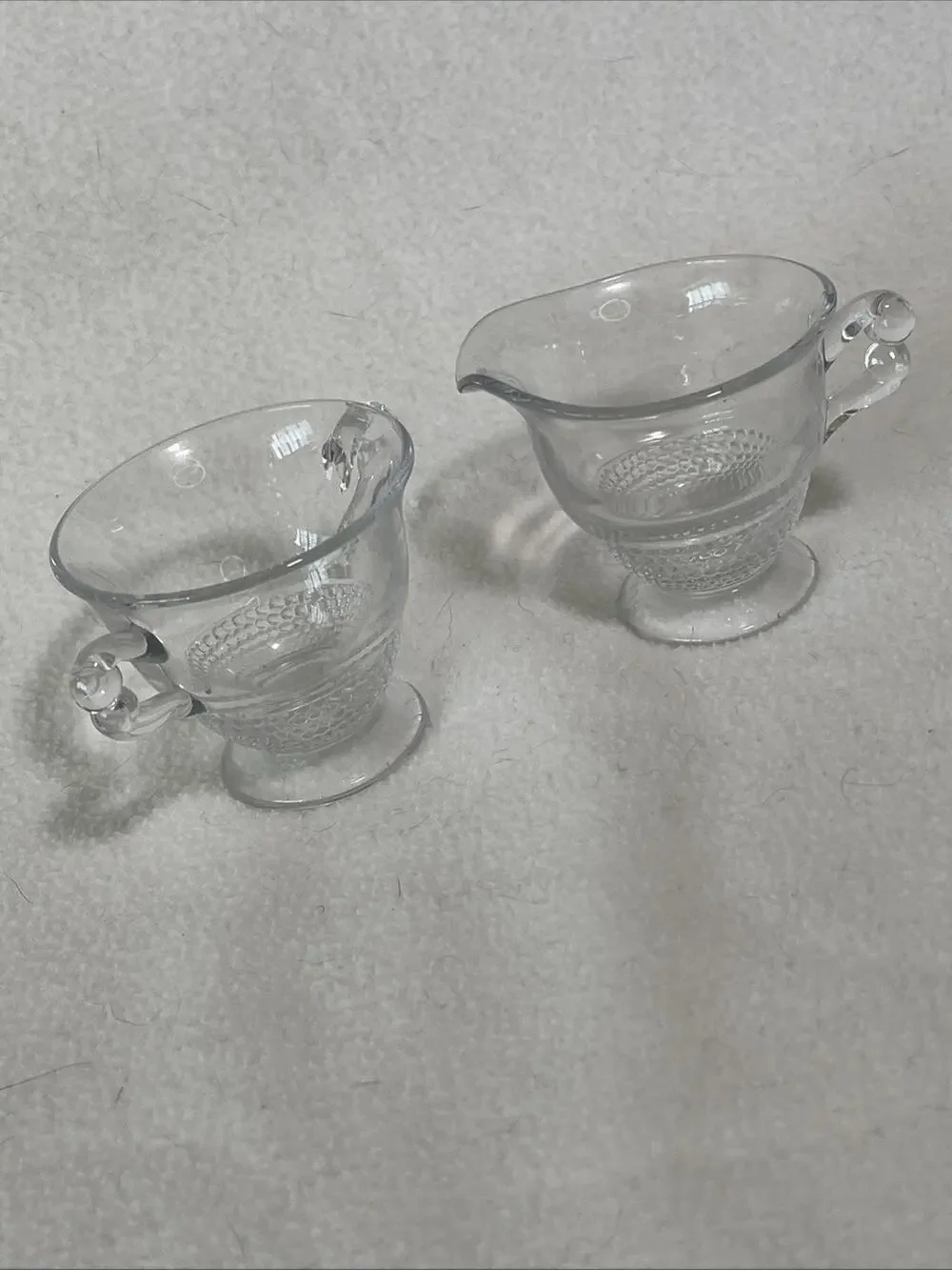 Duncan Miller Teardrop Creamer and Sugar Bowl